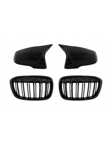 Specchio copre w/ rene centrale griglie doppia striscia per BMW X1 F48 Pre LCI (06.15-19) Piano Black M Design