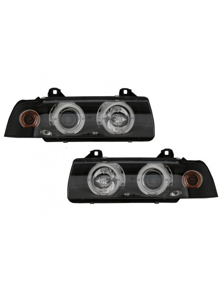 Fari per BMW E36 (1990-1999) Angel Eyes Black