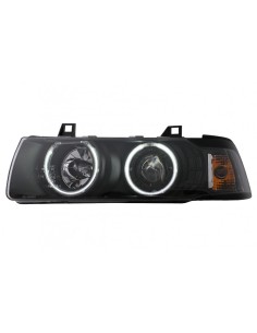 Angel Eyes CCFL Fari per BMW Serie 3 E36 Berlina Touring Compact (1990-1999) Nero 2