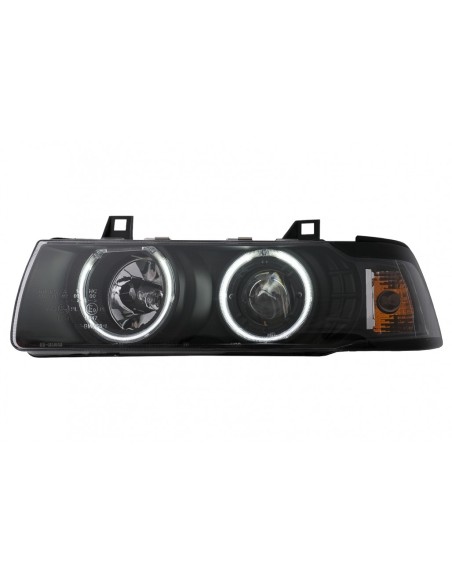 Angel Eyes CCFL Fari per BMW Serie 3 E36 Berlina Touring Compact (1990-1999) Nero
