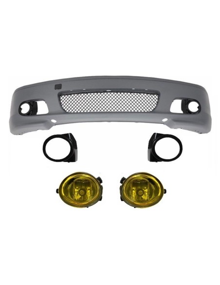 Paraurti anteriore per BMW Serie 3 E46 Coupe Cabrio (1999-07) M-tech M-Technik M-Sport II Design w/ giallo Fendinebbia