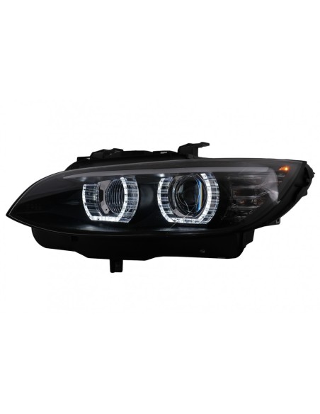 Fari Xenon 3D LED Angel Eyes per BMW 3 Serie E92 E93 (06-10) U-Type Nero