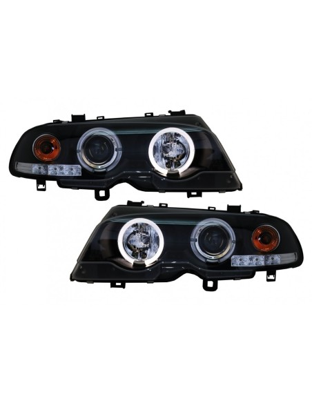 Halo Angel Eyes Fari per BMW Serie 3 E46 Coupé Cabrio (04.1999-03.03) - Nero