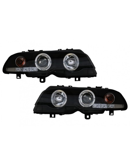 Halo Angel Eyes Fari per BMW Serie 3 E46 Coupé Cabrio (04.1999-03.03) - Nero