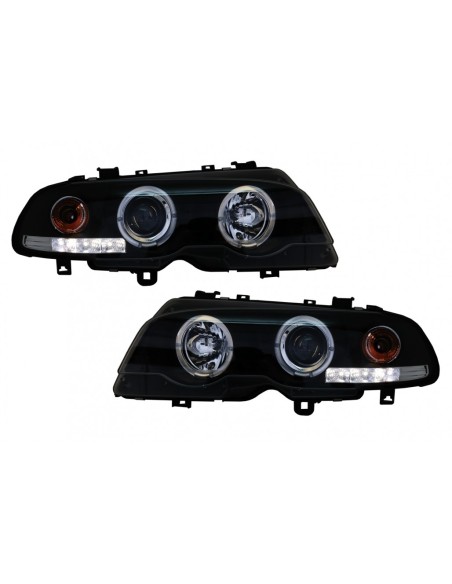 Halo Angel Eyes Fari per BMW Serie 3 E46 Coupé Cabrio (04.1999-03.03) - Nero