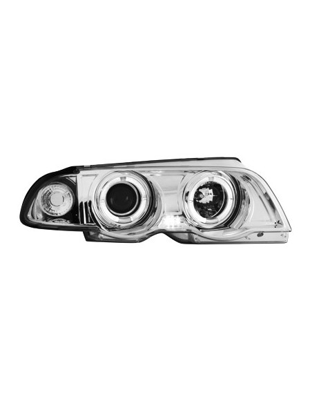 Fari per BMW Serie 3 E46 (1998-01) Angel Eyes 2 LED Halo Cerchi Cromo