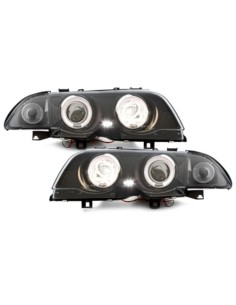 Fari per BMW Serie 3 E46 Berlina (05.1998-08.01) Angel Eyes 2 Halo Cerchi Nero 2