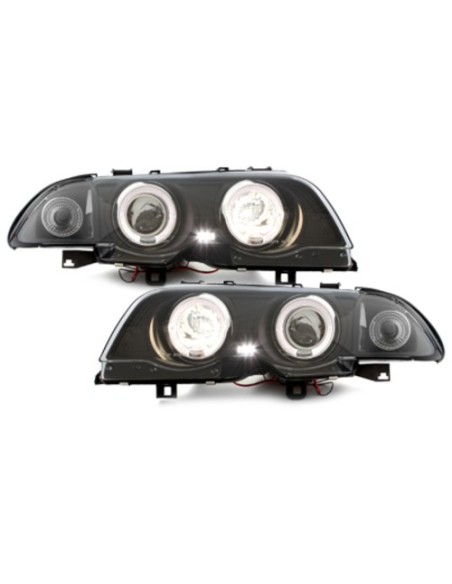 Fari per BMW Serie 3 E46 Berlina (05.1998-08.01) Angel Eyes 2 Halo Cerchi Nero