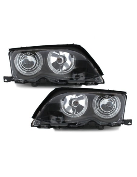 Fari per BMW Serie 3 E46 Berlina Touring (09.01-03.05) 2 Halo Cerchi Nero