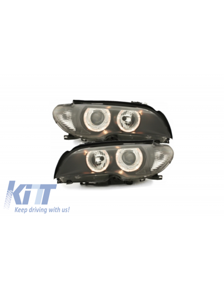 Fari per BMW Serie 3 E46 Coupé (03-06) Angelo Occhi 2 Halo Cerchi Nero