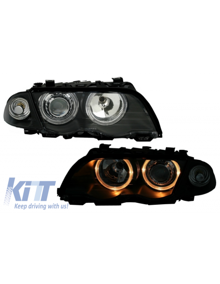 Fari per BMW Serie 3 E46 Limousine Touring (05.1998-08.01) Angel Eyes Nero