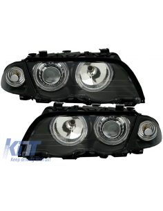 Fari per BMW Serie 3 E46 Limousine Touring (05.1998-08.01) Angel Eyes Nero 2