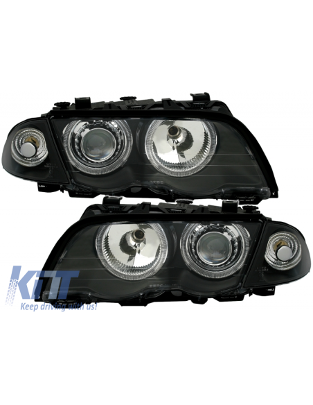 Fari per BMW Serie 3 E46 Limousine Touring (05.1998-08.01) Angel Eyes Nero