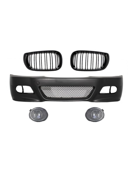 Paraurti Anteriore w/ Rene Centrale Griglie Doppia Striscia per BMW E46 (1998-04) e Nebbia Luci M3 Look