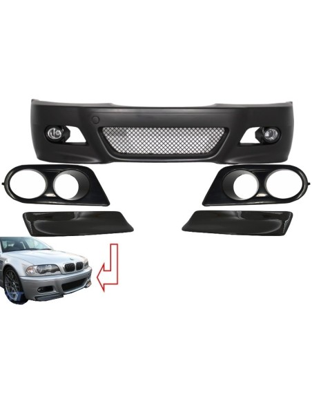 Paraurti Anteriore per BMW 3 Serie Coupe-Cabrio-Sedan-Estate E46 (1998-04) M3 Design w/ Air Ducts Vents and Splitters