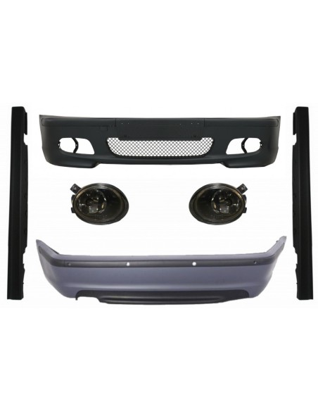 Corredo per BMW Serie 3 E46 Berlina (98-04) Paraurti con PDC, Gonne Laterali e Luci Fumo Lente Design M-Technik