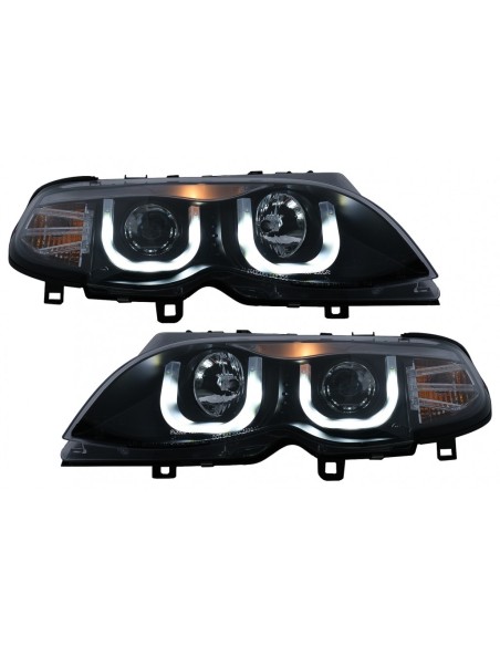 U LED Angel Eyes Fari per BMW 3 Serie E46 Facelift Limousine Touring (01-05) Nero
