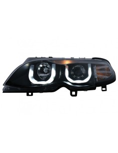 U LED Angel Eyes Fari per BMW 3 Serie E46 Facelift Limousine Touring (01-05) Nero 2