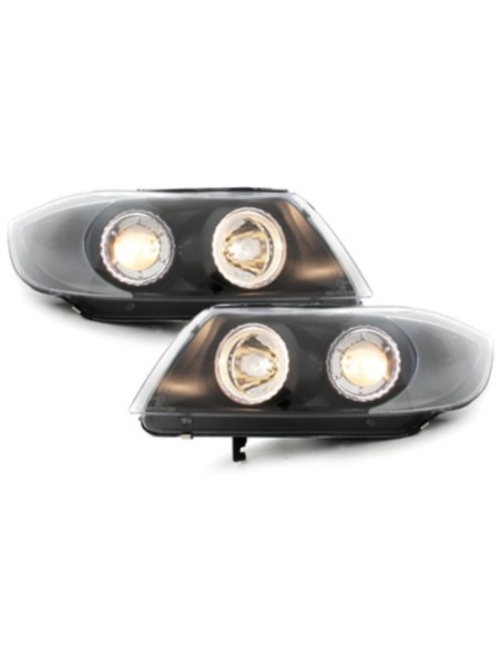 Fari per BMW Serie 3 E90 (05-08) Angel Eyes 2 Halo Cerchi Nero