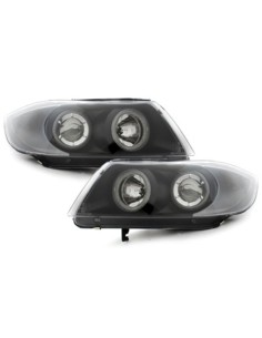 Fari per BMW Serie 3 E90 (05-08) Angel Eyes 2 Halo Cerchi Nero 2