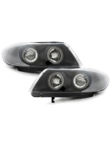 Fari per BMW Serie 3 E90 (05-08) Angel Eyes 2 Halo Cerchi Nero
