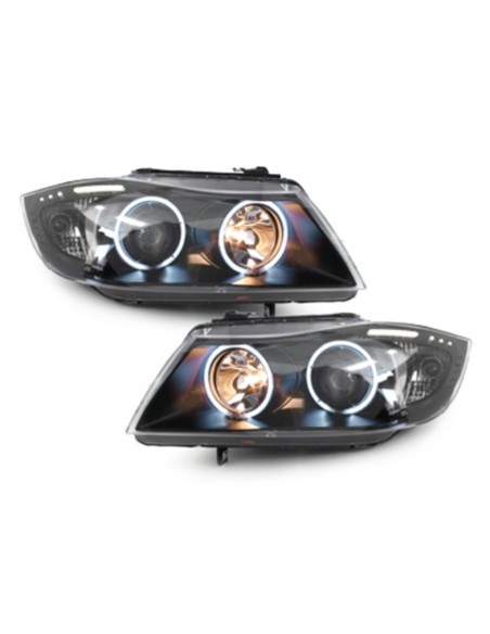 Fari per BMW Serie 3 E90 E91 (03.05-08.08) Angel Eyes CCFL Nero