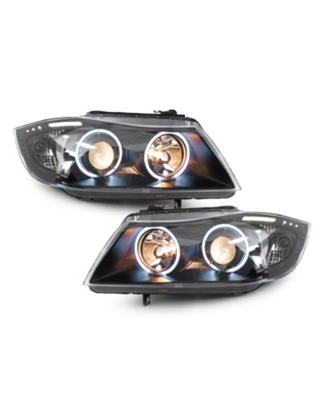 Fari per BMW Serie 3 E90 E91 (03.05-08.08) Angel Eyes CCFL Nero