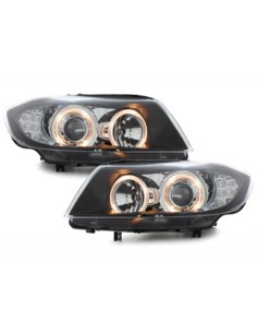 Fanali Angel Eyes LED per BMW Serie 3 E90 Berlina E91 Touring (03.05-08.08) 2 Halo Cerchi Nero 2
