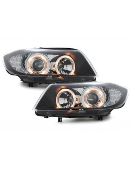 Fanali Angel Eyes LED per BMW Serie 3 E90 Berlina E91 Touring (03.05-08.08) 2 Halo Cerchi Nero