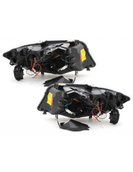 Fanali Angel Eyes LED per BMW Serie 3 E90 Berlina E91 Touring (03.05-08.08) 2 Halo Cerchi Nero