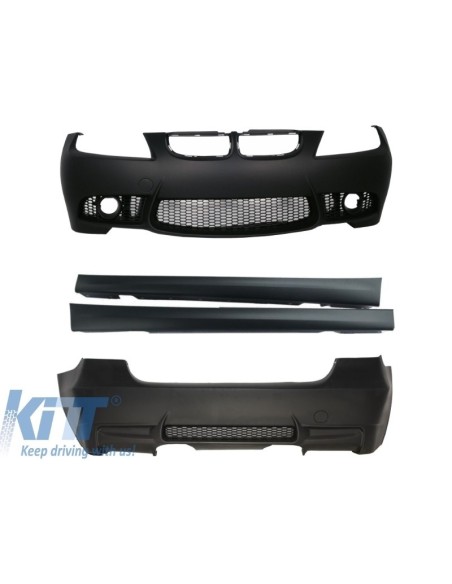 Kit Restyling BMW Serie 3 E90 (04-08) Non LCI Stile M3 Paraurti Anteriore Posteriore Senza Fendinebbia e Gonne Laterali