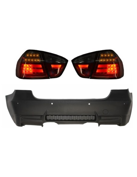 Paraurti Posteriore Design M3 con PDC e Luci LED Rosso-Fumo per BMW 3 Serie E90 05-08