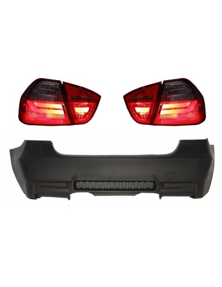Paraurti Posteriore Design M3 senza PDC e Luci LED Rosso-Fumo per BMW 3 Serie E90 05-08