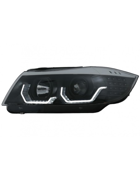 Fari Angel Eyes LED 3D per BMW 3 Serie E90 Limousine E91 Touring (03.05-08.08) LHD Nero