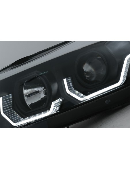 Fari Angel Eyes LED 3D per BMW 3 Serie E90 Limousine E91 Touring (03.05-08.08) LHD Nero