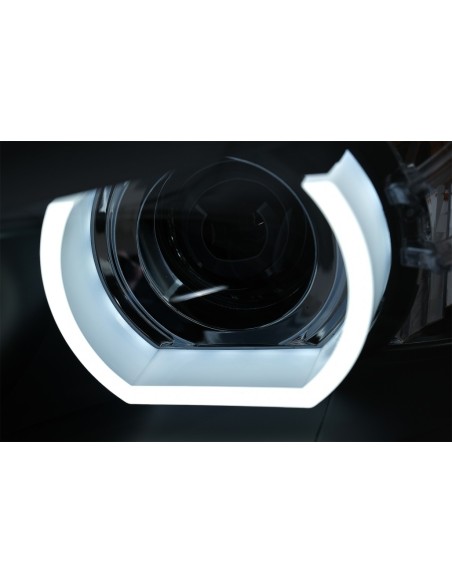Fari Xenon U-LED 3D per BMW 3 Serie E90 Limousine E91 Touring (03.05-08.08) LHD Nero
