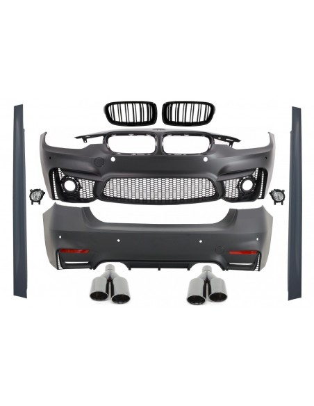 Kit per BMW F30 (11-19) EVO II M3 CS Design con parafanghi anteriori e cofano e suggerimenti di scarico in carbonio