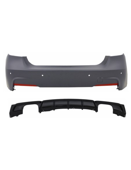 Paraurti posteriore M-Technik con diffusore singolo-doppio nero piano M per BMW 3 Serie