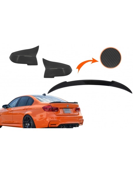 Kit Copri Specchio e Spoiler Baule per serie 3 F30 (11-18) M4 Design in vera fibra di carbonio