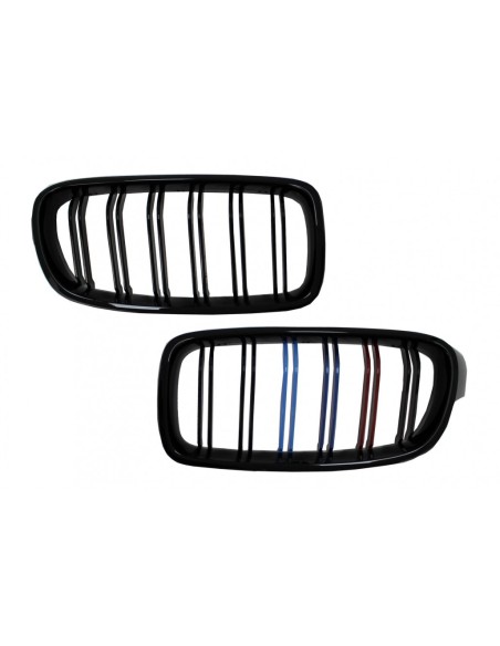 Griglie renali centrali per BMW 3 Serie F30 F31 (11-up) Piano Black 3 Color M-Power Design