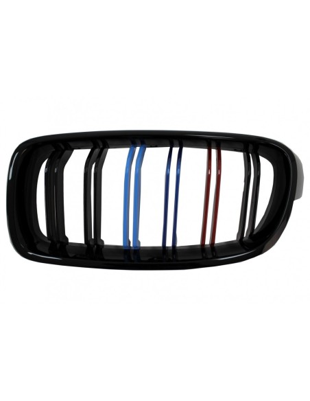 Griglie renali centrali per BMW 3 Serie F30 F31 (11-up) Piano Black 3 Color M-Power Design
