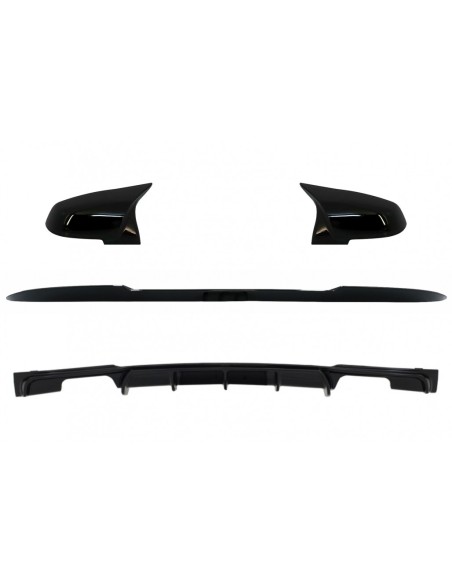 Bagagliaio Lip Spoiler con Paraurti posteriore Spoiler Valance Diffusore Doppia uscita e specchio copre per BMW 3