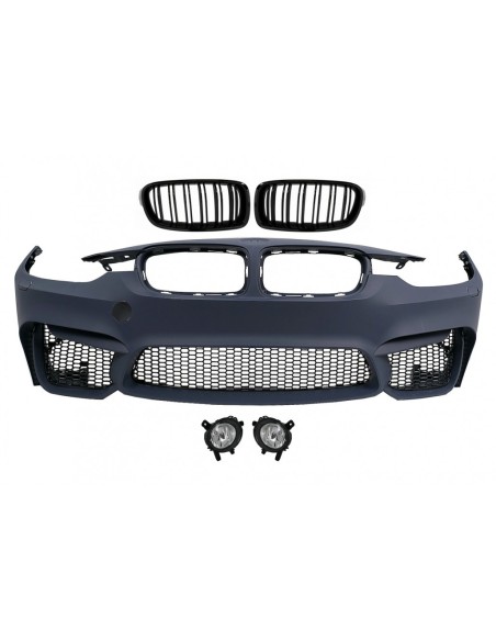 Paraurti Anteriore con Fendinebbia e Griglie Renali Doppia Striscia M3 Design per BMW 3 Serie F30 F31 (11-up)