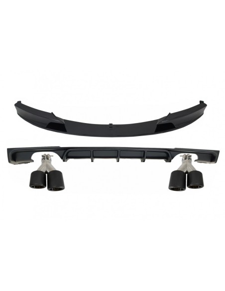 Labbro Anteriore dello Spoiler con Valance Diffusore Doppia Uscita e Scarico per BMW 3 Serie F30 F31 (11-up) M Design