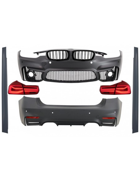 Kit per BMW 3 serie F30 (11-19) con LED luci posteriori sequenziale EVO II M3 CS Design e griglie renali doppie.