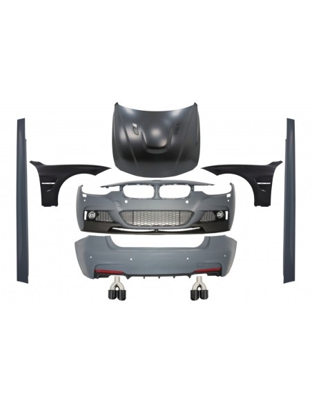 Kit completo per BMW 3 serie F30 (11-19) con parafanghi anteriori e cofano in carbonio opaco