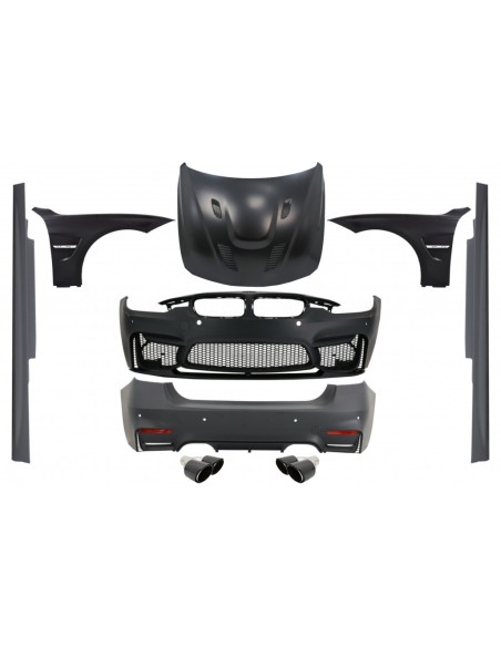 Kit Completo per BMW F30 (11-19) EVO II M3 CS Design con Parafanghi anteriori in Cromo e cappuccio Bonnet &