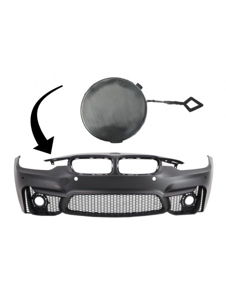 Copertura del gancio di traino per BMW 3 serie F30 (11-19) Solo paraurti anteriore EVO Design.