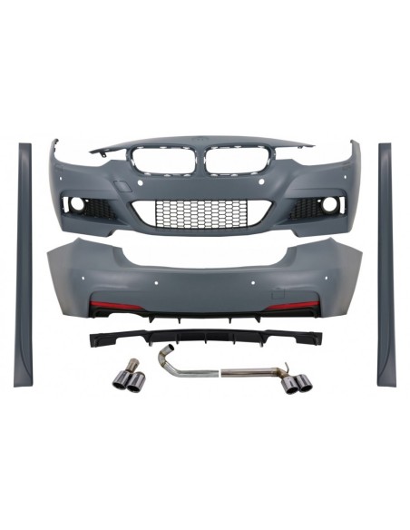 Diffusore e doppi sistemi di scarico gemelli in carbonio per BMW 3 serie F30 (11-19).