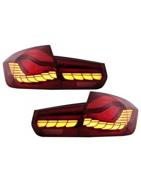 Fanali posteriori OLED in design M4 per BMW Serie 3 F30 Pre LCI & LCI (11-19) F35 F80 Red Clear con luce di svolta sequenziale.